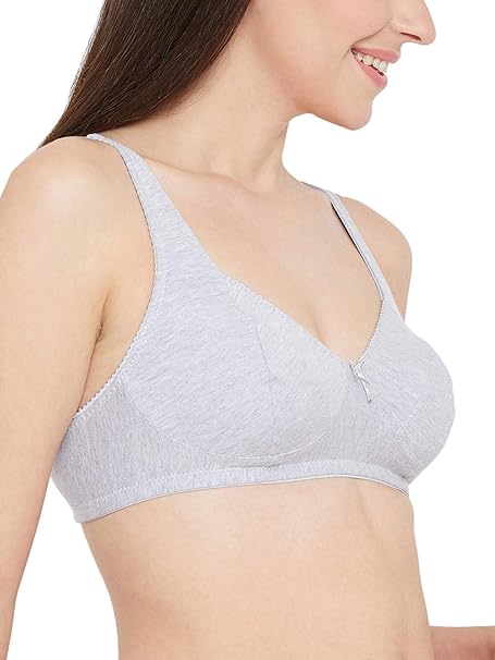 Women’s Light Grey Cotton-Spandex Wire-Free Everyday Bra – Clovia Non-Padded Fit